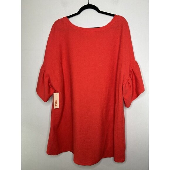 EVRI Red Tunic 3/4 Bell Sleeve Top Women’s Size 3X NWT - Picture 7 of 13